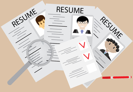 Hiring and employee flat design. Select person, choice of candidate for the job. Vector illustrationのイラスト素材