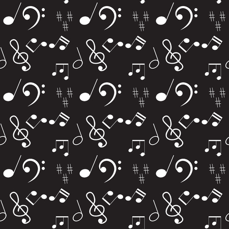 Seamless pattern with music notes and signs. Backdrop endless with musical note. Vector illustrationのイラスト素材