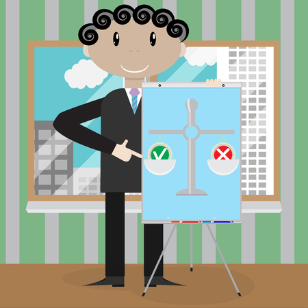 Weigh and make choices. Options and decision, vector choice concept, illustration of decision makingのイラスト素材