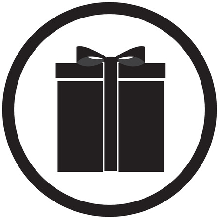 Black white gift box vector. Christmas and birthday gift, present xmas illustrationのイラスト素材