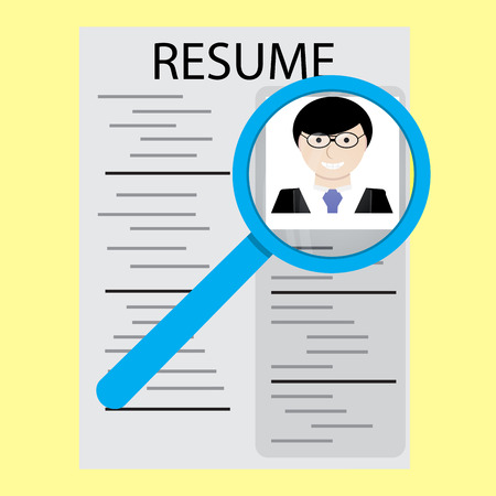 Analysis resume concept. Cv for business, information about a job candidate. Vector illustrationのイラスト素材