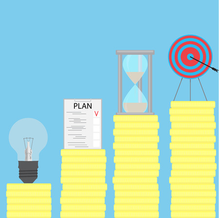 Path to the goal. Step by step. Steps to success and step by step process, business goals and achievement to success, vector illustrationのイラスト素材