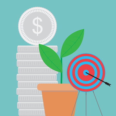 Success and achievement of goal. Business success, achievement and growth, vector illustrationのイラスト素材