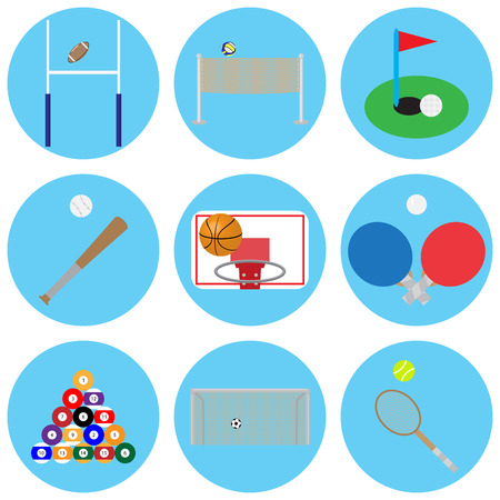 Sport game with ball. Basketball and snooker, tennis and volleyball, sports balls and football icon, vector illustrationのイラスト素材