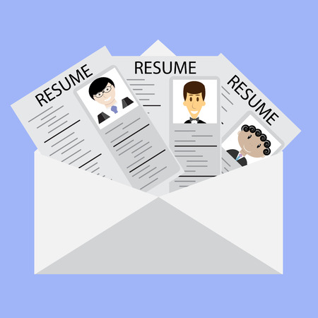 Letter to resume on job candidates. Choice and headhunting, research to summary, vector illustrationのイラスト素材