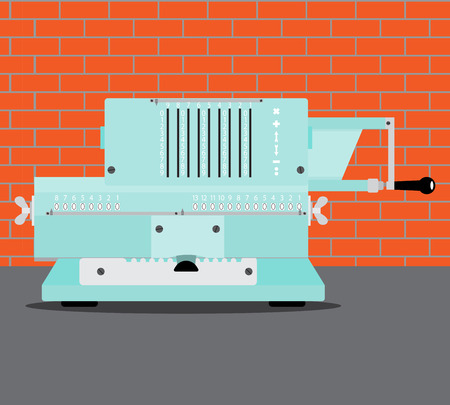 Adding machine flat. Calculator and accounting, cash register and bookkeeping. Vector illustrationのイラスト素材
