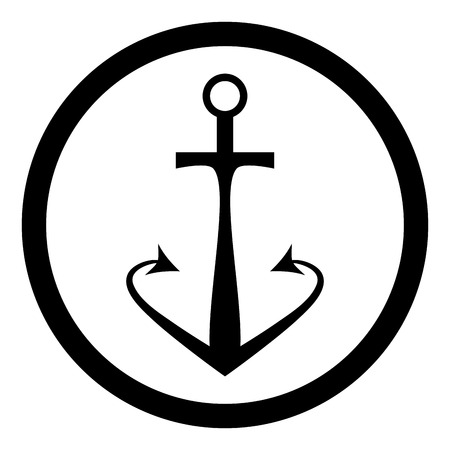 Black anchor icon with sharp hool. Vector illustrationのイラスト素材