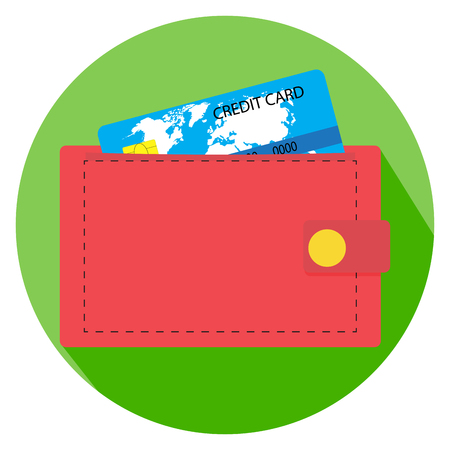 Flat icon wallet with money. Purse and wallet icon, wallet money with credit card, vector illustrationのイラスト素材