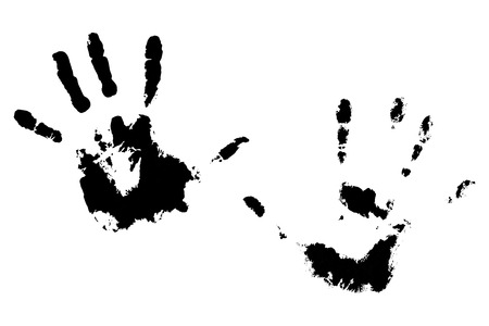 Handprint hands black. Hand print and child handprint, vector illustrationのイラスト素材