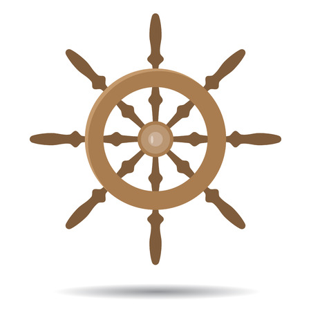 Steering vessel wooden. Steering wheel and ship steering. Vector illustrationのイラスト素材