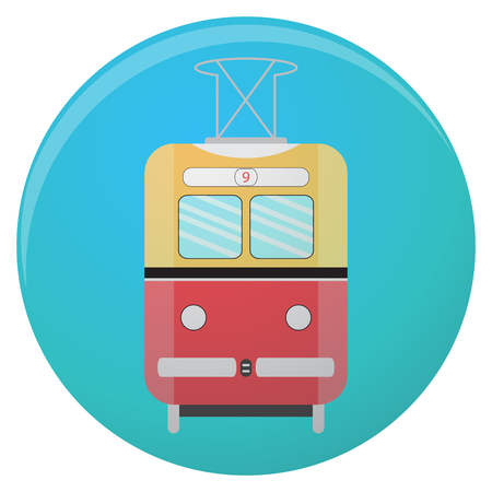 Icon retro tram. Train and metro symbol, old tram icon. Vector flat illustrationのイラスト素材