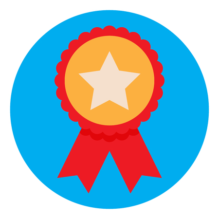 Winner badge icon. Star sticker with ribbonr, employee of the month, vector illustrationのイラスト素材