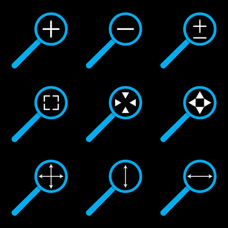 Web icon set of magnifying glass. Magnifying glass icon, search magnifying glass isolated. Vector illustrationのイラスト素材