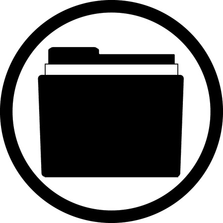 Icon file storage folder. Black white style. File folder icon, document folder. Vector illustrationのイラスト素材