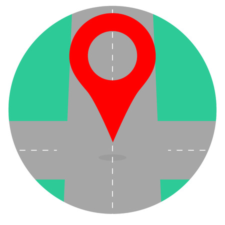 Gps icon pin crossroad. Map icon location and gps navigation, vector illustrationのイラスト素材