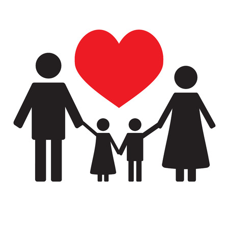 Happy family love. Family silhouette and children love. Vector illustrationのイラスト素材