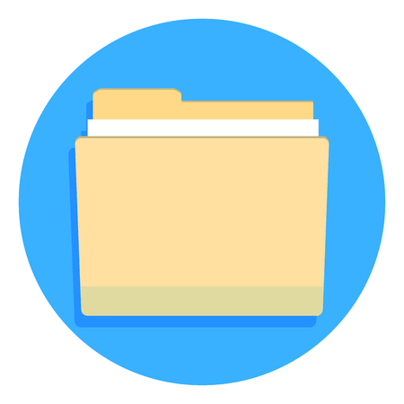 Yellow folder for documents. Folder icon, file folder template, vector illustrationのイラスト素材