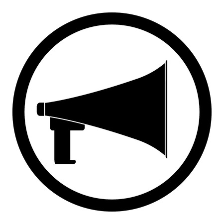 Loudspeaker black icon. Megaphone and speaker, amplifier and loudspeaker isolated. Vector illustrationのイラスト素材