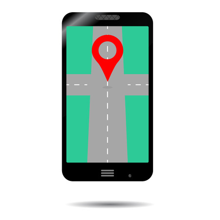 Smartphone GPS icon. App for transportation, gadget and cartography illustrationのイラスト素材