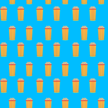 Popcorn cinema seamless pattern. Pop corn box and cinema pop corn. Vector illustrationのイラスト素材