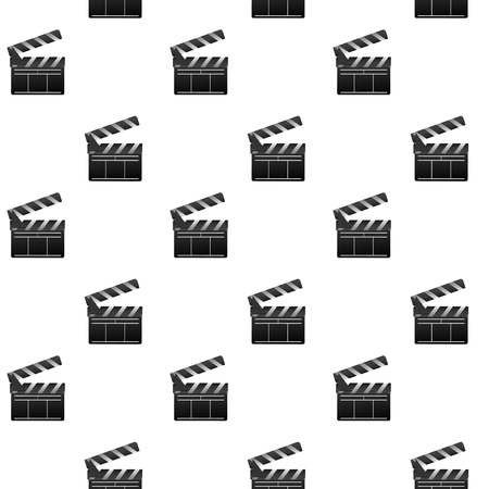 Film seamless pattern. Slapstick and clapper. Movie and film, cinema clapper board. Vector illustrationのイラスト素材