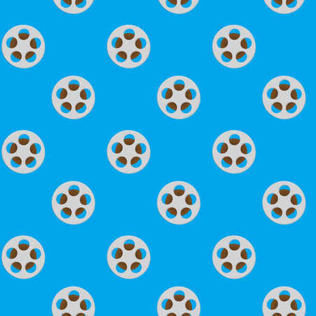 Spool reel filmstrip seamless pattern. Movie reel, cinema and slot reels, reel to reel tape. Vector illustrationのイラスト素材
