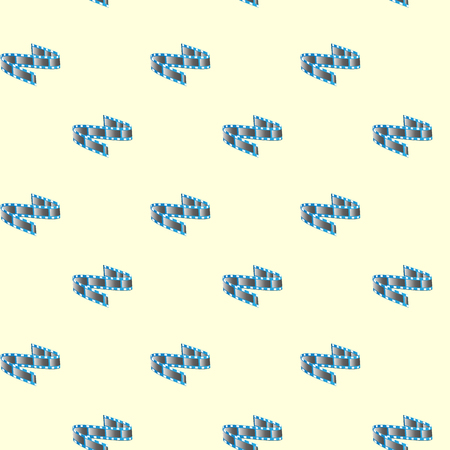 Tape reel cinema seamless pattern. Film reel for recording studio, tape recorder. Vector illustrationのイラスト素材