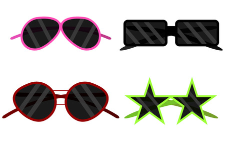 Sunglasses form set. Sunglasses isolated, glasses man, summer sunglasses vector, eyeglasses beach illustrationのイラスト素材