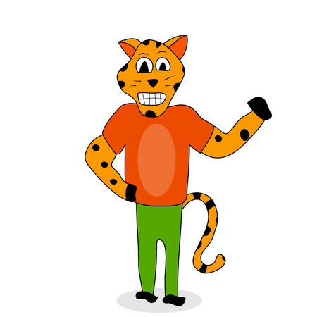 Jaguar animal character. Spotted jaguar or leopard, wildlife cheetah cartoon, vector illustrationのイラスト素材