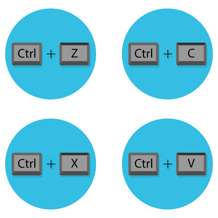 Combination of keyboard buttons. Cancel and cut, shortcuts and paste ,C and ctrl, shortcut keyboardのイラスト素材