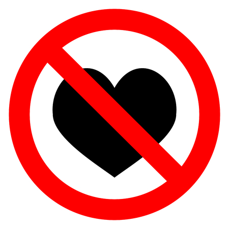 Ban love heart. Symbol of forbidden and stop love. Vector illustrationのイラスト素材