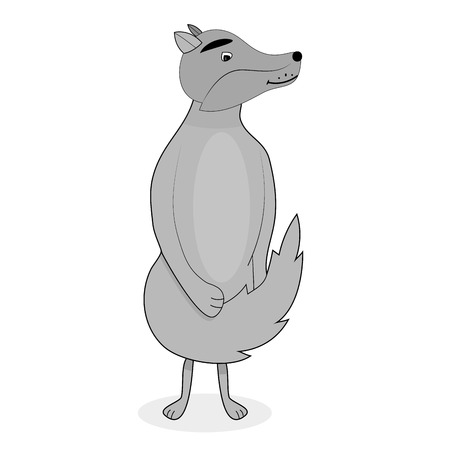 Grey wolf character vector illustration. Wolf howling and wolf isolatedのイラスト素材