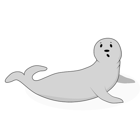 Cartoon cute seal vector. Wildlife happy polar seal illustrationのイラスト素材