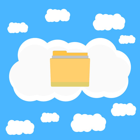 Cloud data in sky. Cloud computing and cloud security with big data, vector illustratonのイラスト素材