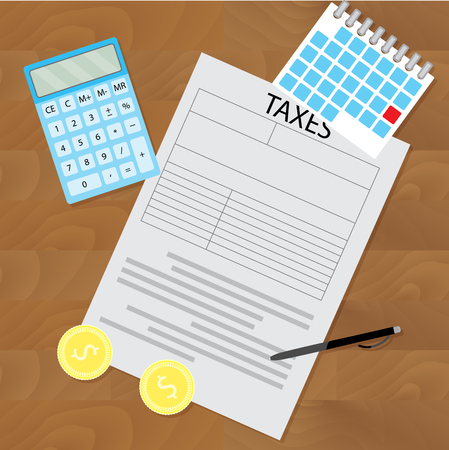Tax day concept. Tax refund, report balance document tax, vector illustrationのイラスト素材