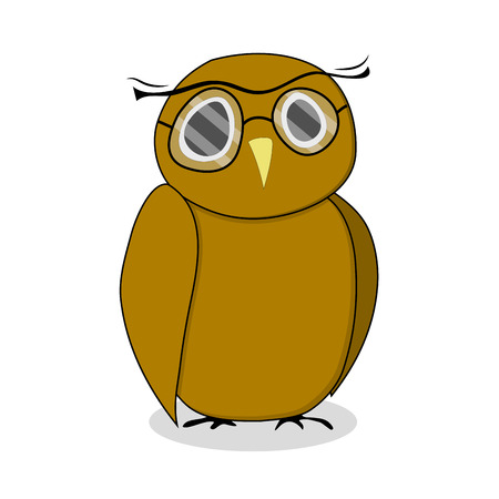 Wise owl with glasses. Bird owl vector, illustration owl isolatedのイラスト素材