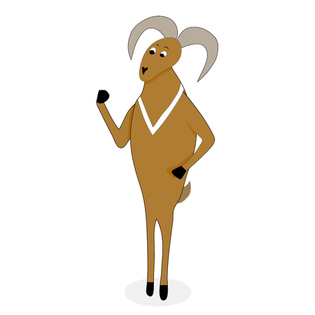 Urial ram animal character. Character mammal ram, young anuimal with bighorn, vector illustrationのイラスト素材