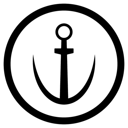 Black icon anchor. Nautical anchor for ship, anchor vector illustrationのイラスト素材