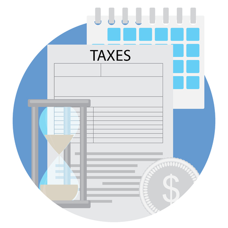 Time to pay taxes flat icon. Income tax and paying taxes due, tax evasion vector illustrationのイラスト素材