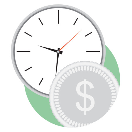 Money and time flat icon vector. Business efficiency and time management illustrationのイラスト素材