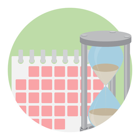 Management time icon. Clock hourglass, time management calendar, vector illustrationのイラスト素材