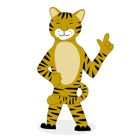 Tiger character cartoon. Animal mascot image, stripe cartoon tiger. Vector illustrationのイラスト素材