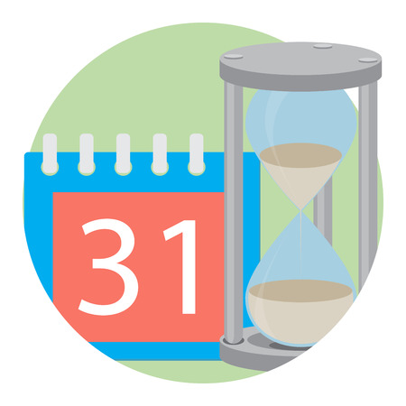 Time concept icon vector. Hourglass and calendar illustrationのイラスト素材