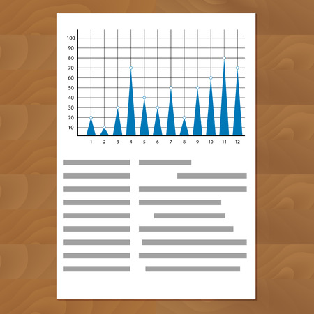 Annual report, triangular diagrams. Document with data statistic, file with infochart finance infomation. Vector illustrationのイラスト素材