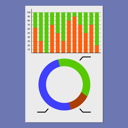 Document financial infographic. Infochart data, statistic economic graphic report. Vector illustrationのイラスト素材