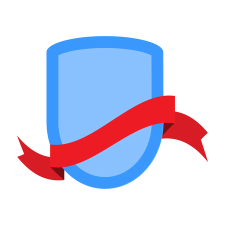 Shield and ribbon retro style. Special empty sticker colored. Vector illustrationのイラスト素材