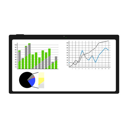 Chart and graphic on tablet. Business information. Vector illustrationのイラスト素材