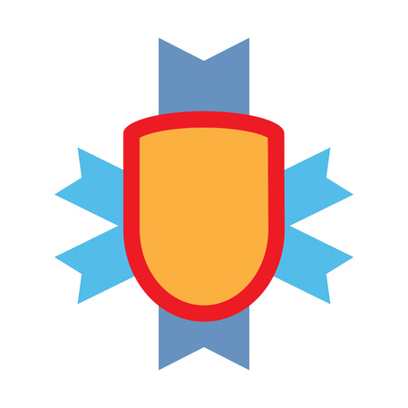 Shield badge with flat ribbon vector. Banner of template for web label shield illustrationのイラスト素材