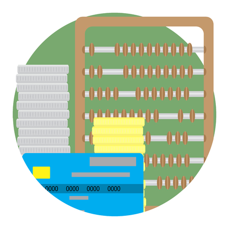 Audit and inspection finance icon vector. Abacus and budget stock coin illustrationのイラスト素材
