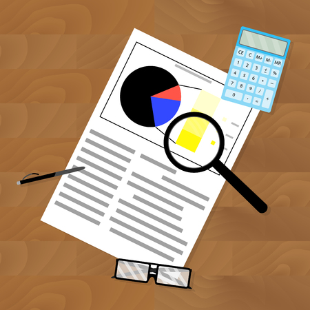 Analysis and statistics workplace. Report analytics marketing, research information and optimization. vector illustrationのイラスト素材